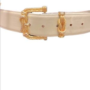 Ginnie Johansen  leather vintage belt with Usmeco Paris gold buckle sz medium